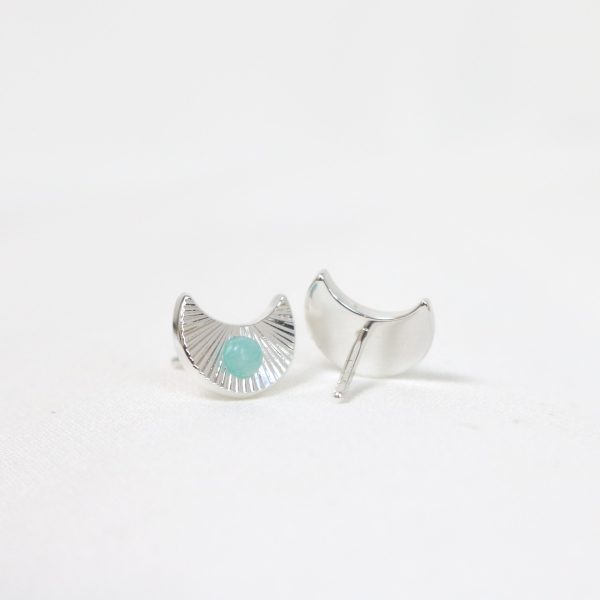 Lunar Studs Silver Green Amazonite